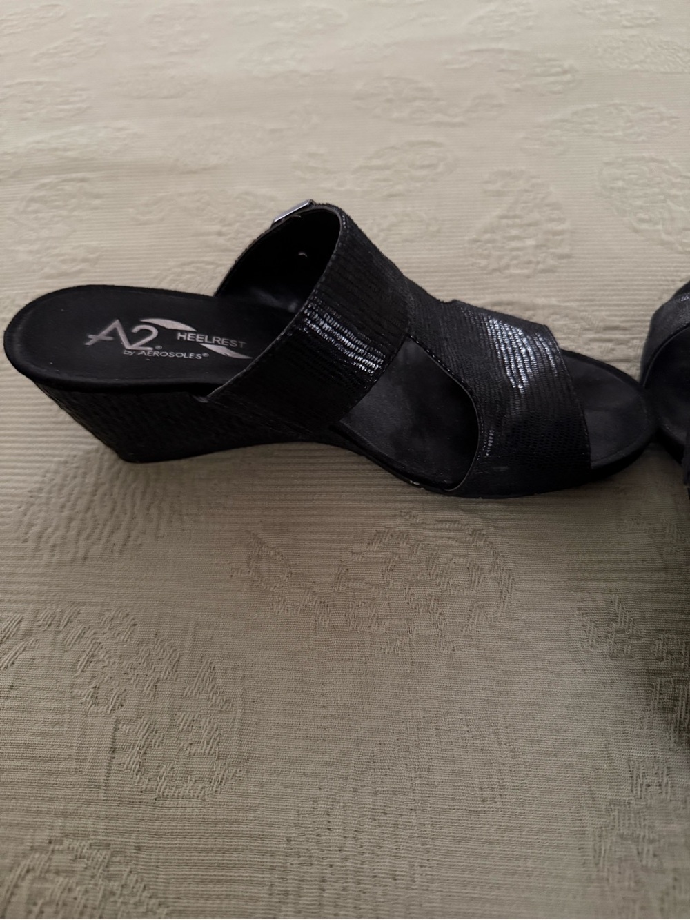 A2 By Aerosoles Black Textured Slide Mules - Picture 5 of 5